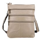 CLOSE OUT - Echtleder Crossbody Tasche mit Kroko Prägung, Multi-Fächer, 20 x 24 cm, Taupe