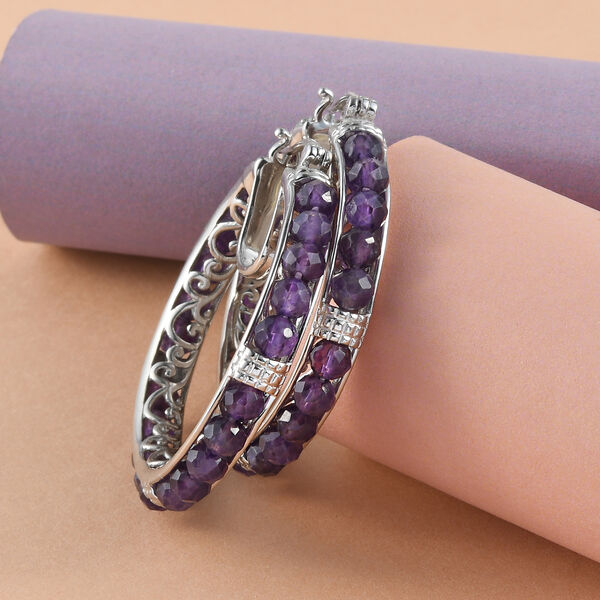 Afrikanische Amethyst-Creolen, Messing ca. 18,51 ct image number 2