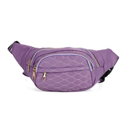 Multifunktionale RFID-gesch&uuml;tzte Nylon G&uuml;rteltasche mit Schnellverschluss, 36x4x13cm, Lila