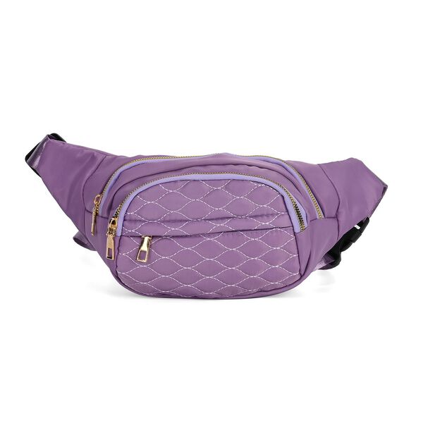 Multifunktionale RFID-gesch&uuml;tzte Nylon G&uuml;rteltasche mit Schnellverschluss, 36x4x13cm, Lila image number 0