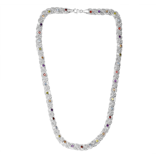 Mehrfarbige, Edelstein Königs-Halskette, 50 cm, 925 Silber (ca. 51,33g) ca. 5.53 ct image number 5