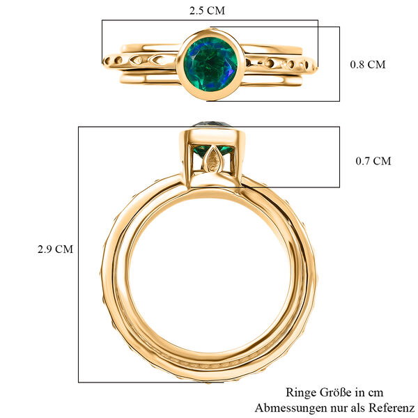 D'Joy Pfau Quarz Triplette Ring 925 Silber 750 Gelb Vergoldet (Größe 21.00) ca. 0,95 ct image number 6