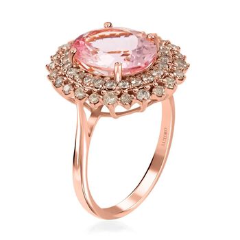 LUXORO zertifiziert und gepr&uuml;ft AAA Rosa Morganit und Diamant Ring in 585 Ros&eacute;gold - 156,85 ct.
