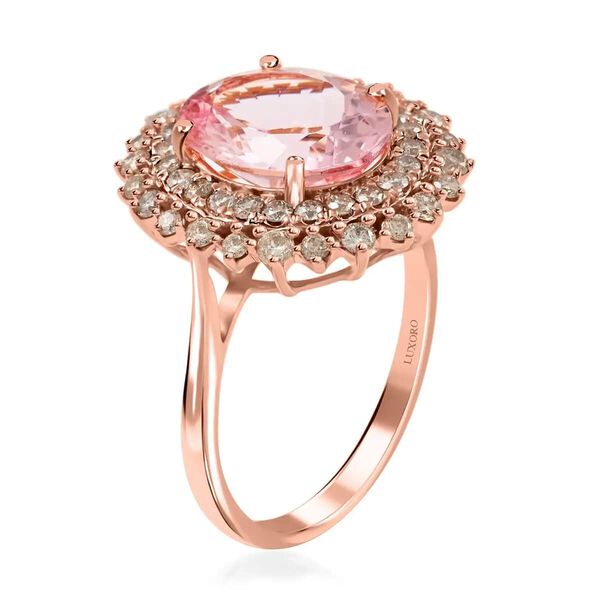 LUXORO zertifiziert und gepr&uuml;ft AAA Rosa Morganit und Diamant Ring in 585 Ros&eacute;gold - 156,85 ct. image number 3