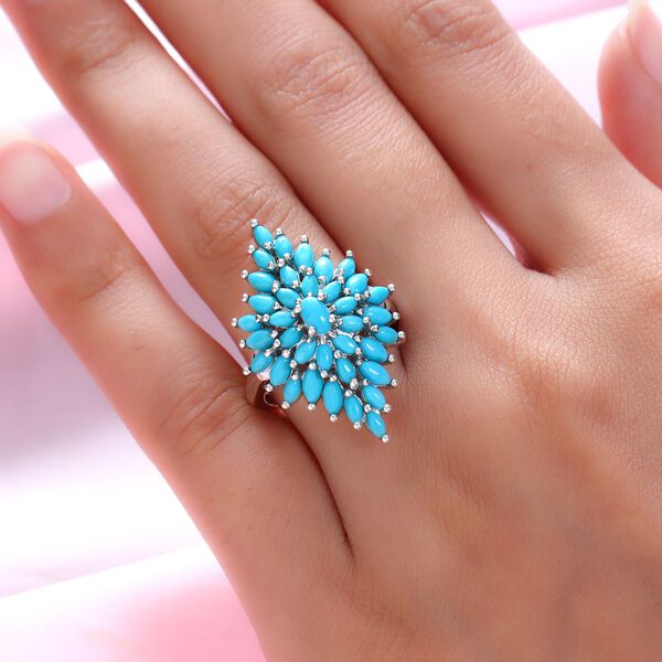 Amerikanischer, nat&uuml;rlicher Sleeping Beauty T&uuml;rkis-Ring, 925 Silber platiniert  ca. 3,61 ct image number 3