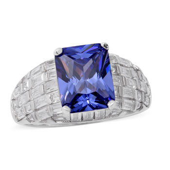 LUSTRO STELLA - Blauer und Wei&szlig;er Zirkonia Ring 925 Silber rhodiniert (Gr&ouml;&szlig;e 16.00) ca. 6,57 ct