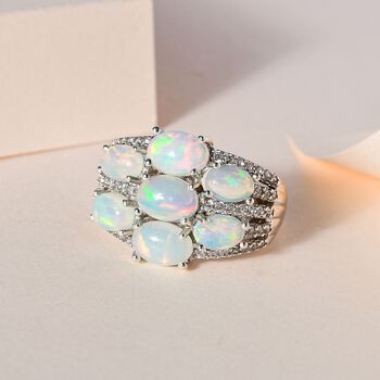 Nat&uuml;rlicher, &auml;thiopischer Welo Opal Ring, 925 Silber platiniert (Gr&ouml;&szlig;e 21.00) ca. 3.44 ct