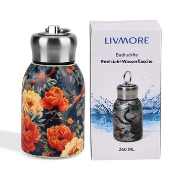 LIVMORE Edelstahl Trinkflasche 260 ml ca. 14 cm Blauer Vogel Blau