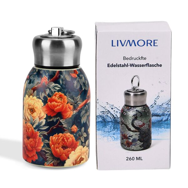 LIVMORE Edelstahl Trinkflasche 260 ml ca. 14 cm Blauer Vogel Blau