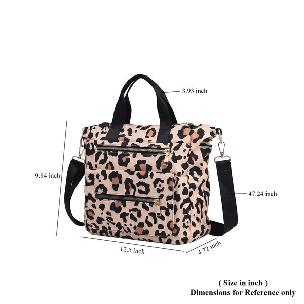 Leopardenmuster Schultertasche f&uuml;r Damen, Gr&ouml;&szlig;e 32x12x25 cm, Schwarz und Braun image number 7