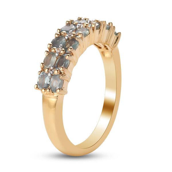 Alexandrit und Zirkon Half Band Ring 925 Silber Gelbgold Vermeil image number 6