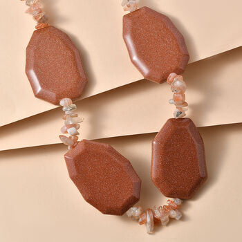 EverTrue Gold Sandstein und Sonnenstein 45cm Halskette - 490 ct.