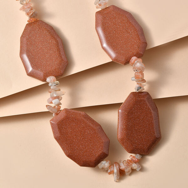 EverTrue Gold Sandstein und Sonnenstein 45cm Halskette - 490 ct. image number 1