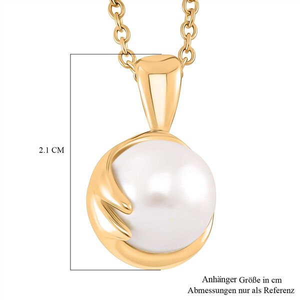 Wei&szlig;e Edison Perle Anh&auml;nger mit Kette, ca. (9-11mm),Messing, Reiner Edelstahl, vergoldet image number 6