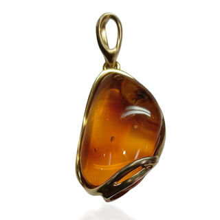 Natürlicher Baltischer Bernstein mit INSEKT (Large) Anhänger 925 Silber vergoldet