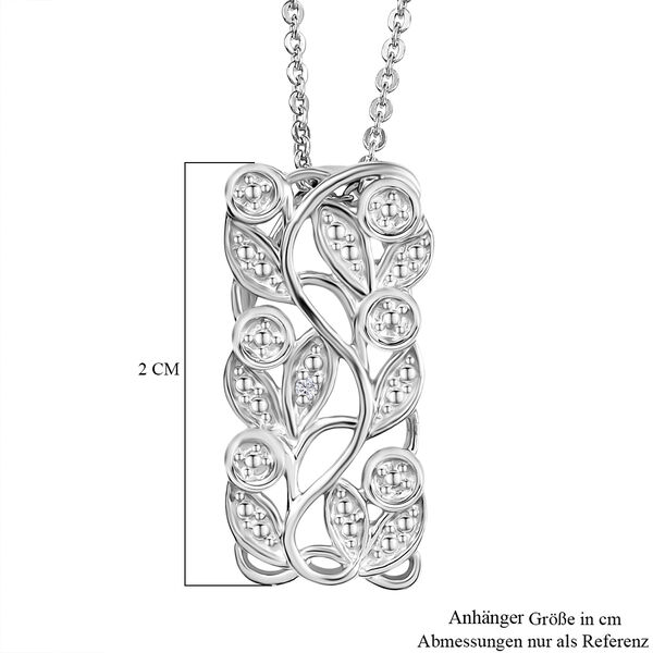 ALLORO platinierter Silber-Anh&auml;nger mit Diamantakzenten und 50cm Kette image number 7