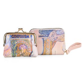 2-in-1-Geldbörse mit Gismonda-Motiv, 11x5x8 cm, Beige 2-in-1-Geldbörse mit Gismonda-Motiv, 11x5x8 cm, Beige