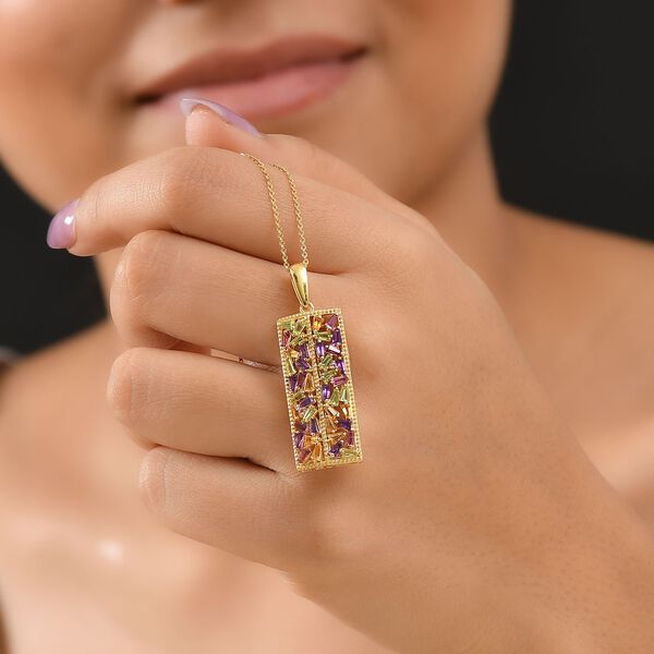 GP Italian Garden Kollektion - AA Multi-Edelstein und blauer Saphir Anh&auml;nger mit 50cm Kette - 3 ct. image number 4