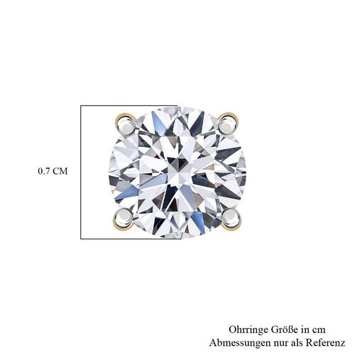 LUXURIANT VS Labor Diamant Ohrstecker, 925 Silber Gelbgold Vermeil - 1,50 ct. image number 5