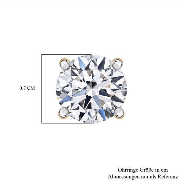 LUXURIANT VS Labor Diamant Ohrstecker, 925 Silber Gelbgold Vermeil - 1,50 ct. image number 5