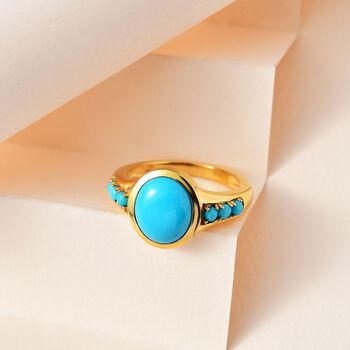 AA Sleeping Beauty T&uuml;rkis Ring 925 Silber Gelbgold Vermeil (Gr&ouml;&szlig;e 17.00) ca. 4,99 ct