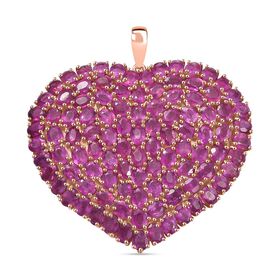 Ilakaka Rosa Saphir (Fissure gefüllt) Anhänger 925 Silber 750 Roségold Vermeil ca. 30,09 ct.