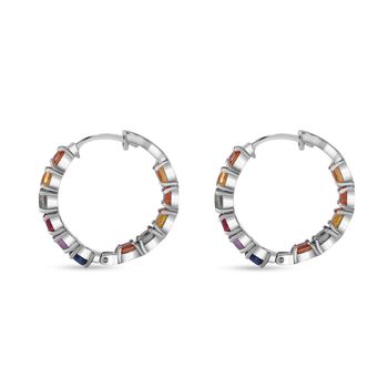 Regenbogen-Saphir Ohrringe, 925 Silber rhodiniert, ca. 5.69 ct