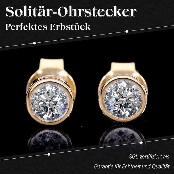 LUXURIANT SGL zertifizierte VS-GH Labor Diamant Ohrringe, 925 Silber vergoldet - 0,50 ct. image number 7