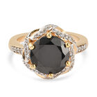 Shungit und Zirkon Ring 925 Silber vergoldet (Größe 16.00) ca. 2,76 ct