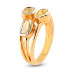 Handgearbeiteter Polki Gelber Diamant Ring  925 Silber 585 Vergoldet image number 3