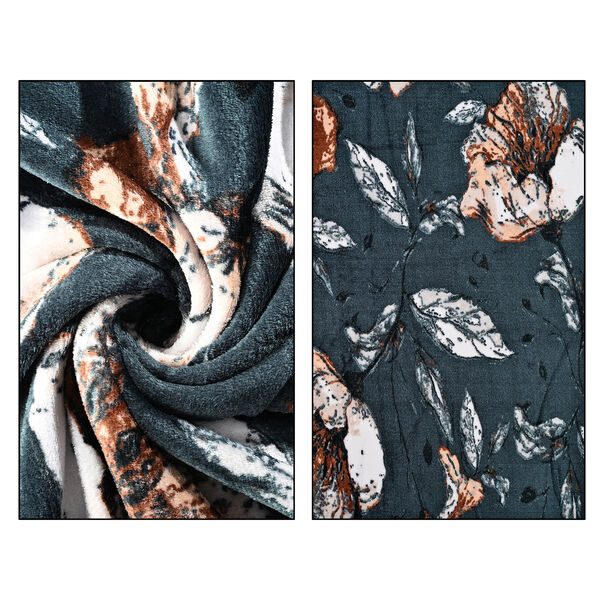 " Livmore  Printed flannel blanket 155 gms Size-150x220 cms Color- Grey and White" image number 8