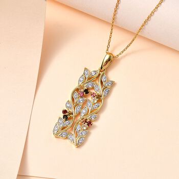 ALLORO AA Multi-Turmalin und Zirkon-Anh&auml;nger mit 45cm Kette - 0.88 ct.