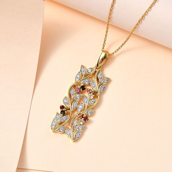 ALLORO AA Multi-Turmalin und Zirkon-Anh&auml;nger mit 45cm Kette - 0.88 ct. image number 2