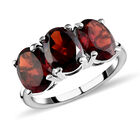 2er-Set roter Granat-Ring und Anhänger, 925 Silber platiniert, ca. 6.29 ct image number 4