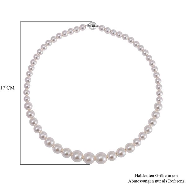 Wei&szlig;e Muschelkernperle Halskette ca. 50 cm Reiner Edelstahl image number 5