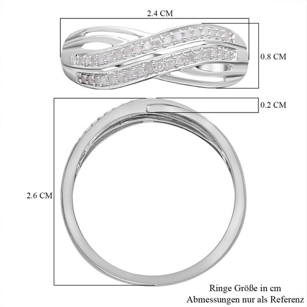 Weißer Diamant Ring, 925 Silber platiniert (Größe 21.00) ca. 0.20 ct image number 6