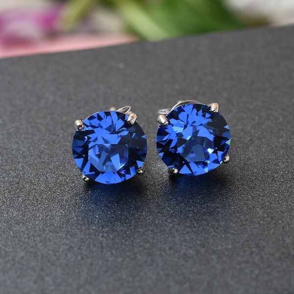 LUSTRO STELLA - österreichische Saphir Kristall-Ohrstecker, 925 Silber platiniert ca. 3,72 ct image number 6