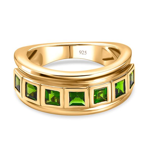 Nat&uuml;rlicher Chromdiopsid Ring, 925 Silber vergoldet, (Gr&ouml;&szlig;e 16.00), ca. 1.14 ct