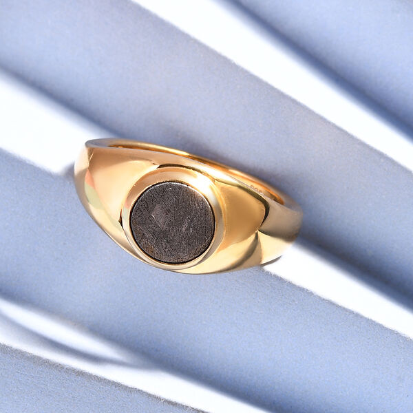 Meteorit Ring 925 Silber vergoldet  ca. 3,32 ct image number 2