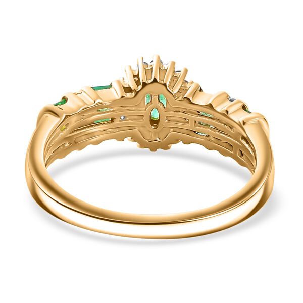 Kagem Sambischer Smaragd Ring 925 Silber 750 Gelbgold Vermeil (Größe 17.00) ca. 0,80 ct image number 6