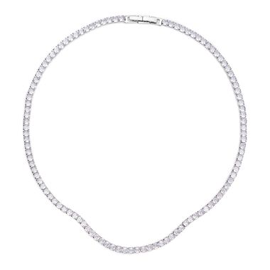 Weiße Zirkonia-Halskette, ca. 45 cm, reines Messing ca. 50,00 ct