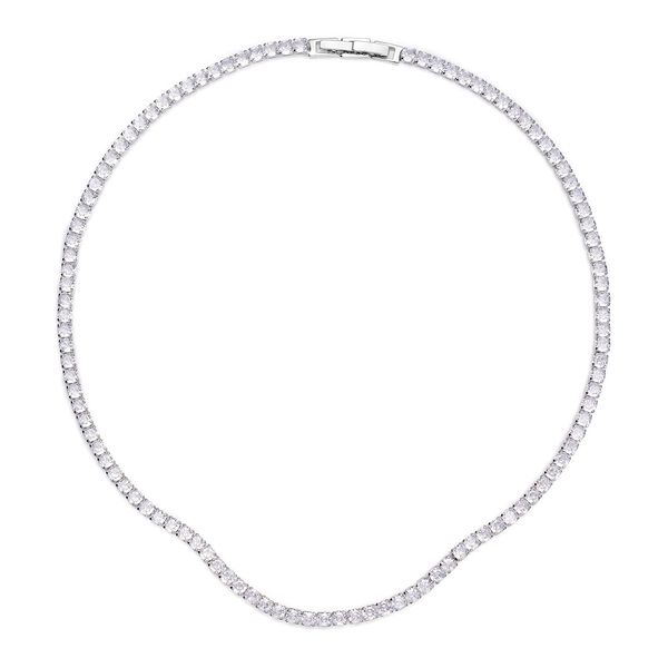 Weiße Zirkonia-Halskette, ca. 45 cm, reines Messing ca. 50,00 ct image number 0