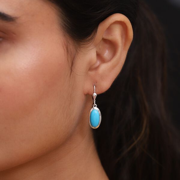 Natürliche Sleeping Beauty Türkis Solitär-Ohrhänger in Silber image number 3