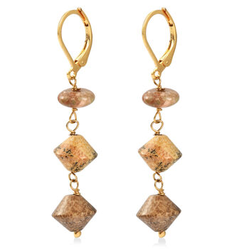 EVER TRUE Bild Jasper, Unakite Ohrringe 316L Edelstahl 750 Vergoldet ca. 18.00 ct