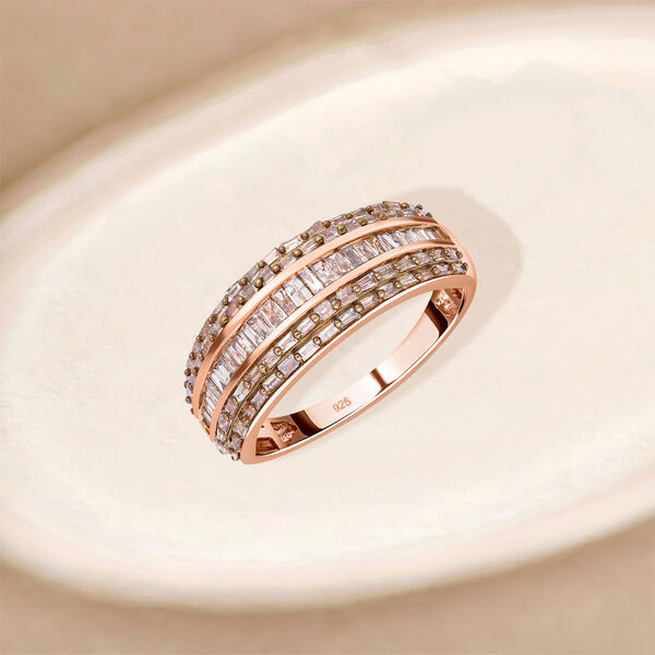 Natürlicher Champagner Diamant Ring 925 Silber Roségold Vermeil (Größe 18.00) ca. 1.00 ct image number 1