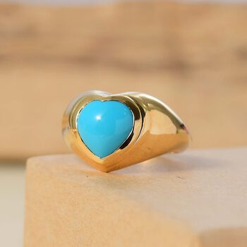 AA Amerikanischer nat&uuml;rlicher Sleeping Beauty T&uuml;rkis Ring, 925 Silber 750 Gelbgold Vermeil (Gr&ouml;&szlig;e 20.00) ca. 2.93 ct