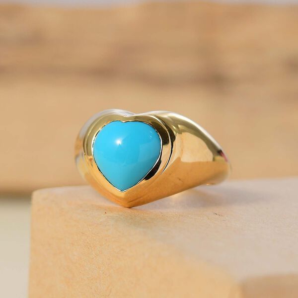 AA Amerikanischer natürlicher Sleeping Beauty Türkis Ring, 925 Silber 750 Gelbgold Vermeil (Größe 20.00) ca. 2.93 ct image number 2