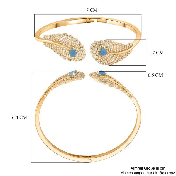 Blau Kristall, Weißer Zirkonia Armreif ca. 19 cm Nickelfreies Messing Standard image number 6