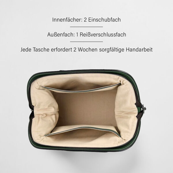 Grand Pelle  - Echtleder Handtasche, 28 x 25 x 15 cm, dunkelgrün image number 4