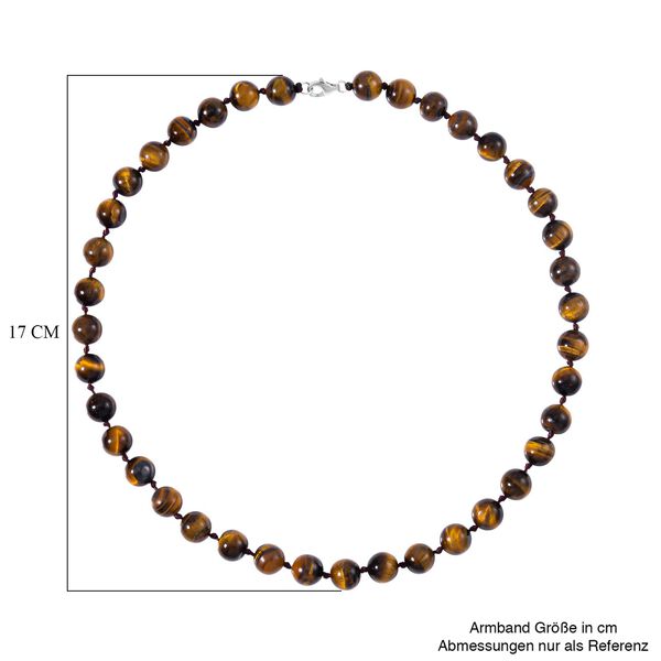 Gelbes Tigerauge Halskette, (9-11mm), ca. 50 cm, 925 Silber, ca. 276.50 ct image number 4